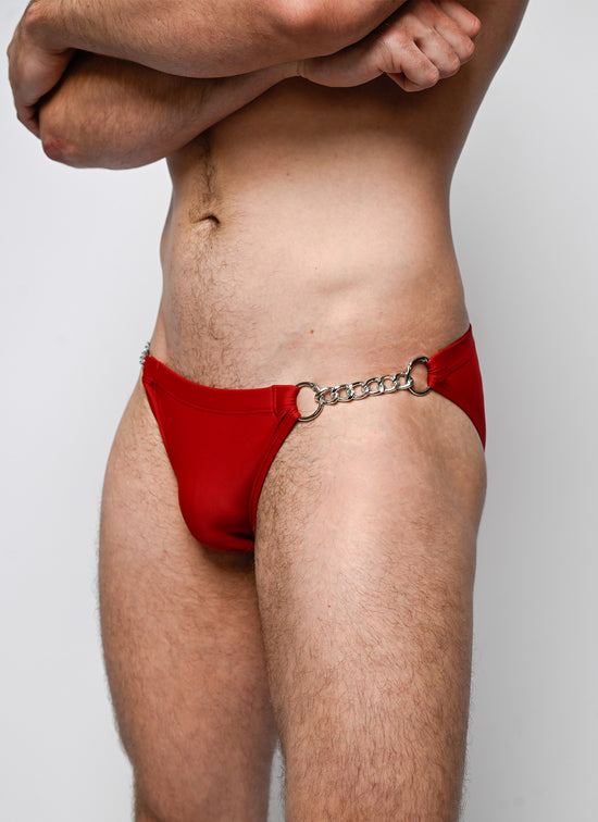 Twin Chain Brief - Scarlet Red