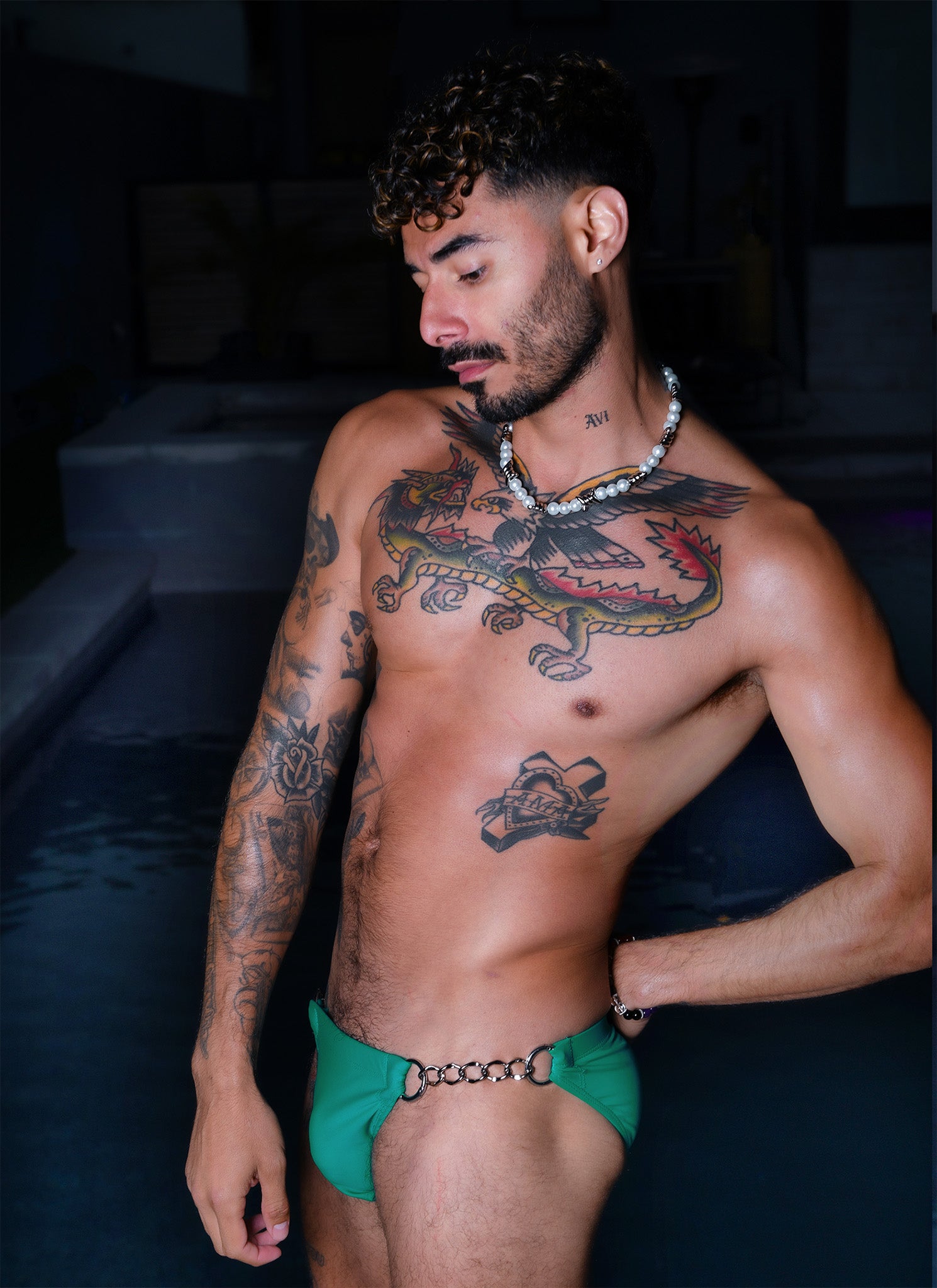 Twin Chain Brief - Seafoam Teal
